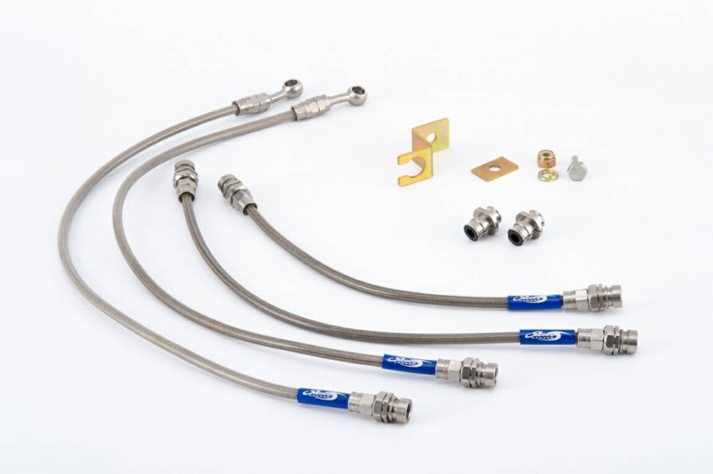 SHOWA GARAGE STAINLESS STEEL MESH BRAKE HOSE FOR 2 INCH UP 1 SET FOR SUZUKI JIMNY JB64 S00654