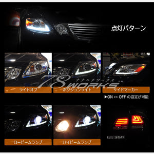 78WORKS LED FLOWING TURN SIGNAL L-LINE HEADLIGHT V2 BLACK + RELAY V2 FOR LEXUS 19 SERIES GS S273BK-V2