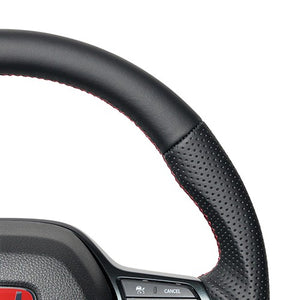 REAL ORIGINAL SERIES SOFT D-SHAPE ALL LEATHER RED WITH BLACK EURO STITCHING FOR HONDA CIVIC TYPE R FL5 HONDA CIVIC FL1 FL4 FL5-LPB-RD
