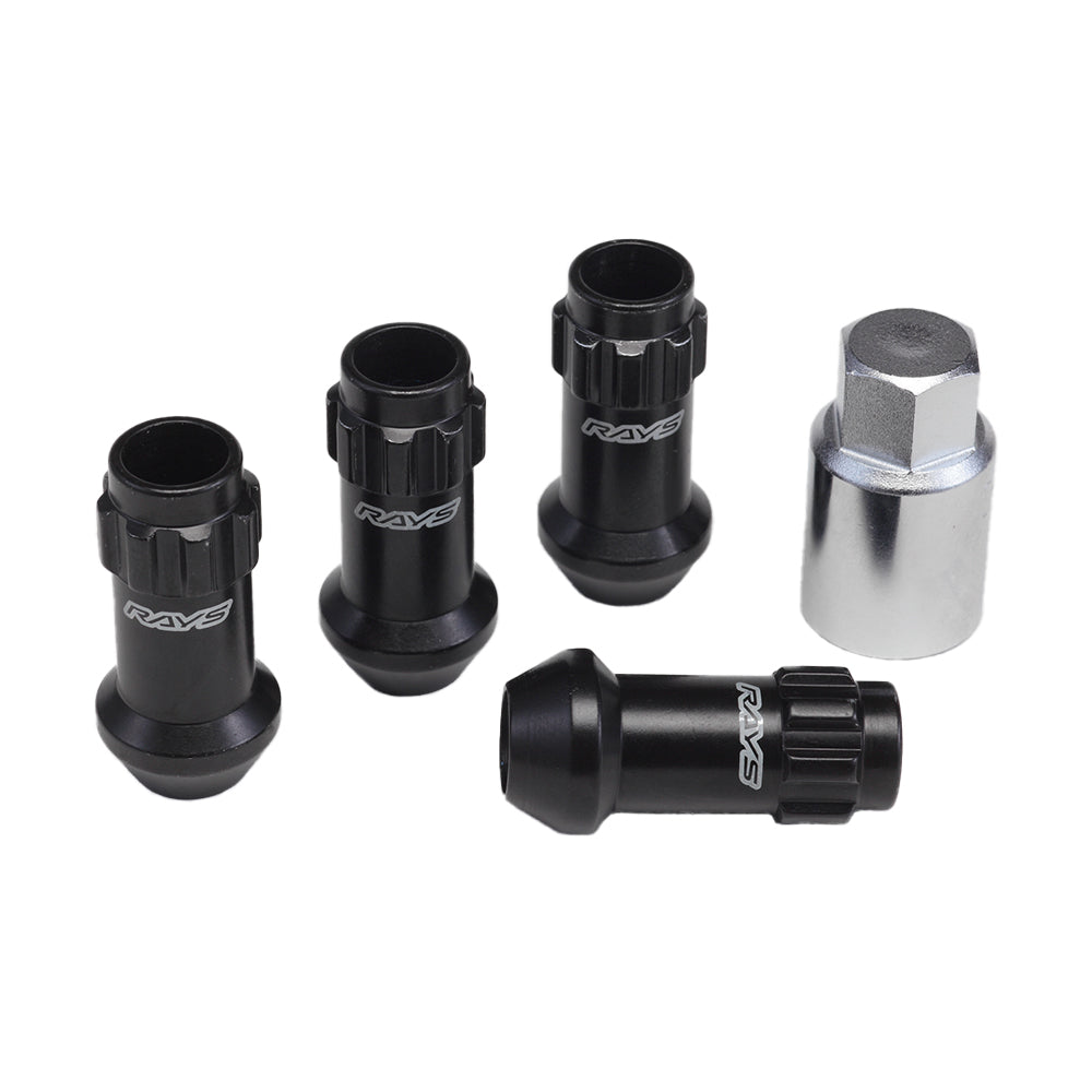 RAYS 17HEX RACING LOCK NUT SET L48 LONG (OPEN END TYPE) 12X1.25 BK (BLACK) 74130000251BK
