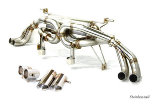 KREISSIEG CAT-BACK F1 SOUND VALVETRONIC EXHAUST SYSTEM STAINLESS STEEL BILLET FLOATING CURL TAIL SANDBLASTED KSG LOGO MARK FOR AUDI R8 V8 AUR8-01-STAINLESSBILLET-V8-4.2