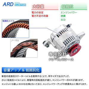 ARD LOW-RESISTANCE HIGH-OUTPUT ALTERNATOR 80A ALUMINUM PULLEY RED FOR MAZDA ROADSTER NA6CE B6-ZE RR80-NA6-SC