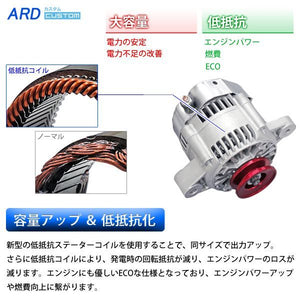 ARD LOW-RESISTANCE HIGH-OUTPUT ALTERNATOR 80A ALUMINUM PULLEY RED WITH CONVERSION CONNECTOR WSF-011 FOR MAZDA AZ-1 PG6SA F6A RR80-F6A-02R-SC