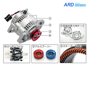 ARD LOW-RESISTANCE HIGH-OUTPUT ALTERNATOR 80A ALUMINUM PULLEY RED FOR SUZUKI JIMNY JA11 JA11C JA11V TYPE 1 F6A RR80-F6A-03R-SC