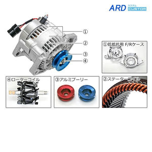 ARD LOW-RESISTANCE HIGH-OUTPUT ALTERNATOR 80A ALUMINUM PULLEY BLUE FOR SUZUKI JIMNY JA11 JA11C JA11V TYPE 1 F6A RR80-F6A-03B-SC