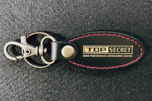 TOP SECRET LEATHER KEY RING BLACK RED STITCHING FOR  TOP-SECRET-00339