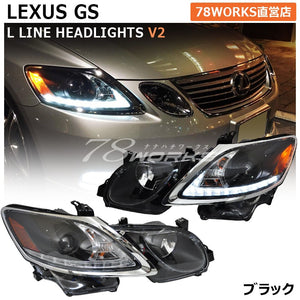 78WORKS LED FLOWING TURN SIGNAL L-LINE HEADLIGHT V2 BLACK + RELAY V2 FOR LEXUS 19 SERIES GS S273BK-V2