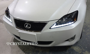 CRYSTAL EYE L-LINE HEADLIGHT V3 WITH SEQUENTIAL TURN SIGNALS, BLACK FOR LEXSUS LEXUS IS 20  S257BKVWRG