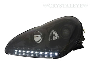 CRYSTAL EYE HIGH BRIGHTNESS LED POSITION + LED TURN SIGNAL BUILT-IN PROJECTOR HEADLIGHT (BLACK CHROME FOR HID VEHICLES) FOR PORSCHE 955 CAYENNE S207BC