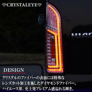 CRYSTAL EYE DIAMOND FIBER LED TAIL LAMP RED CLEAR FOR TOYOTA HIACE 200  J324-RC