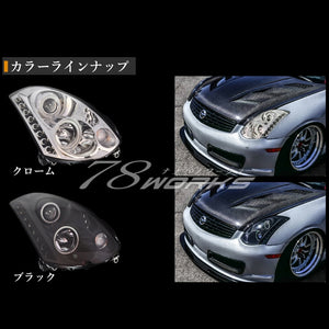 78WORKS SQUID RING HEADLIGHT BLACK FOR NISSAN V35 SKYLINE COUPE CPV35 CV35 G35 350GT L213