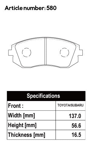 ACRE FORMULA700C BRAKE PAD FRONT FOR TOYOTA 86 ZN6 GT GT-LIMITED 580-FORMULA700C