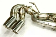 KREISSIEG CAT-BACK F1 SOUND EXHAUST SYSTEM WONDERWOLF VER. STAINLESS STEEL BILLET FLOATING CURL TAIL SANDBLASTED KSG LOGO MARK TURBO MODEL FOR PORSCHE 957 CAYENNE TURBO  PCAYT-06-STAINLESSBILLET-TURBO