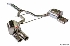 KREISSIEG CAT-BACK F1 SOUND VALVETRONIC EXHAUST SYSTEM TITANIUM FLOATING CURL TAIL SANDBLASTED KSG LOGO MARK TURBO MODEL FOR PORSCHE PANAMERA TURBO V8 PPANT-01-TITANIUM-TURBO
