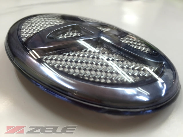 ZELE CARBON HYBRID EMBLEM COVER REAR BLUE SMOKE SILVER FOR TOYOTA 86 ZN6 ZENKI ZELE-00043