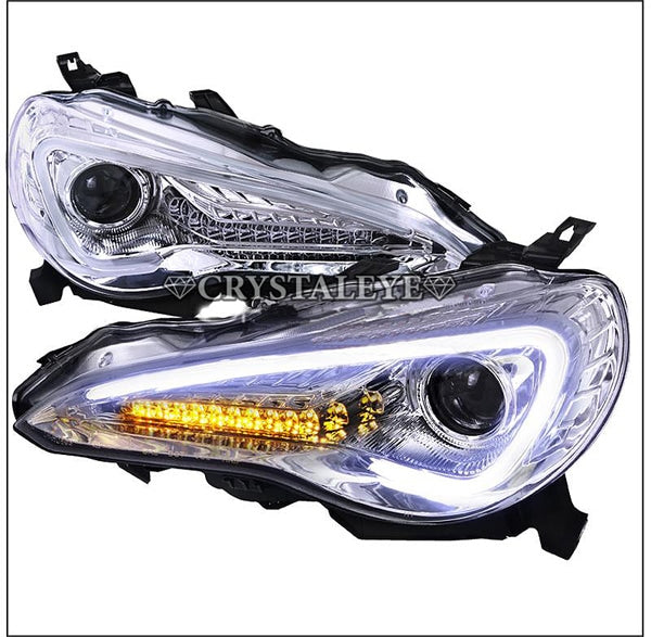 CRYSTAL EYE LED LIGHT BAR HEADLIGHT V3 (CHROME) & FIBER LED TAIL V2 SET RED LENS INNER BLACK (DR) FOR TOYOTA 86 [ EARLY HID CARS] SUBARU BRZ [ EARLY HID CARS] J140CRVC-DR