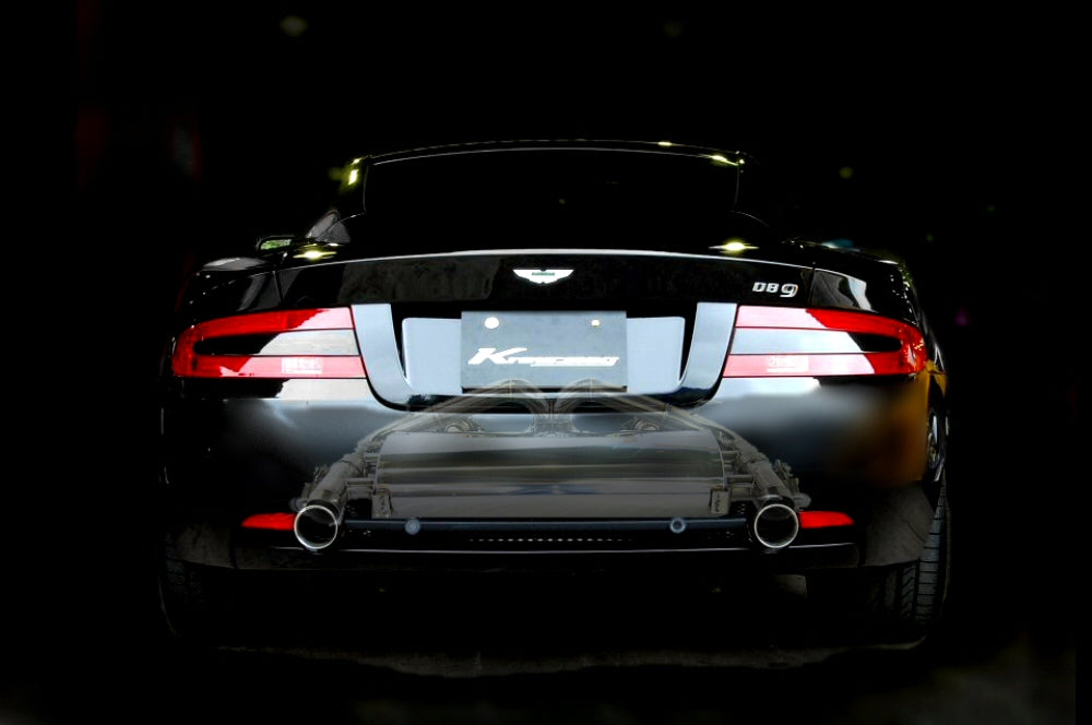 KREISSIEG FIRST CATBACK F1 SOUND VALVETRONIC EXHAUST SYSTEM STAINLESS STEEL BILLET FLOATING CURL TAIL SANDBLAST KSG LOGO MARK FOR ASTON MARTIN DB9 2004 - 2011 ASDB9-02-STAINLESSBILLET