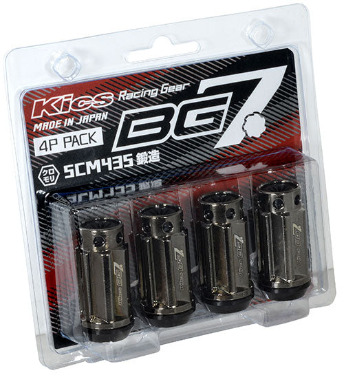 KYO-EI KICS BG7 NUT 4P ATTACHED CAP M12XP1.5 GLORIOUSE BLACK BG7F1K4P