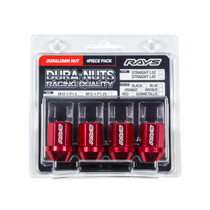 RAYS DURA-NUT 4PC L32 STRAIGHT M12X1.5 BK BLACK 74020001121BK