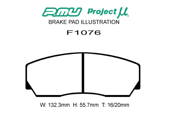 PROJECT MU BRAKE PADS 999 THICKNESS 16.5mm F1076-3-999-T16-5