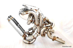 KREISSIEG F1 SOUND VALVETRONIC EXHAUST SYSTEM STAINLESS STEEL TAIL SANDBLASTED KSG LOGO MARK WITHOUT BUMPER 2 CATALYZER FOR LAMBORGHINI DIABLO 6.0 VT ROADSTER 6.0L V12 LAD-01-STAINLESS-WITHOUTBUMPER-2C