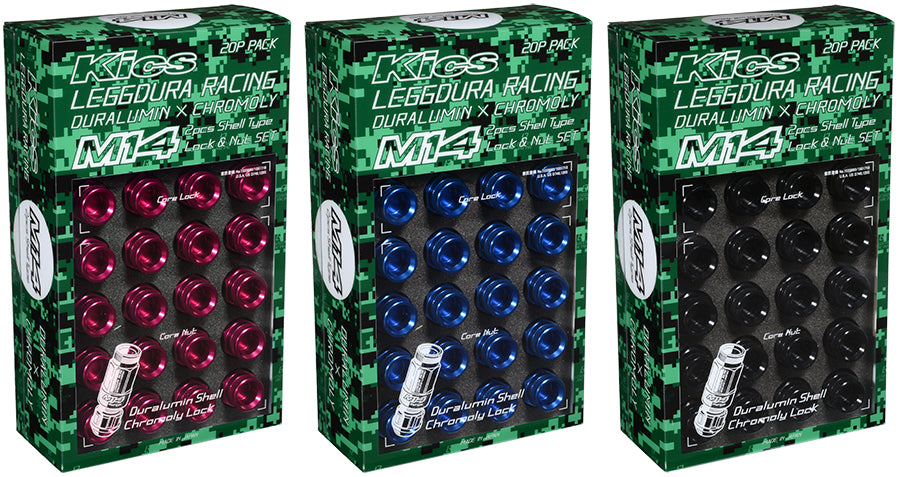 KYO-EI LEGGDURA RACING SHELL TYPE LOCK & NUT SET (M14XP1.5) RL54 16 PCS + 4 LOCKS BLUE RL54-14U