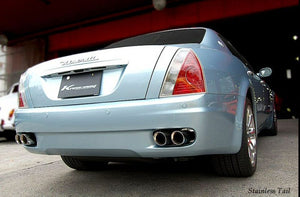 KREISSIEG CAT-BACK F1 SOUND VALVETRONIC EXHAUST SYSTEM STAINLESS STEEL FLOATING CURL TAIL SANDBLASTED KSG LOGO MARK CENTERMUFFLER TYPE-1 MISSION DUO SELECT WITH VARIABLE FUNCTION FOR MASERATI QUATTROPORTE YEAR ~2007 MQP-06-STAINLESS-TYPE1-DUOSELECT-YES
