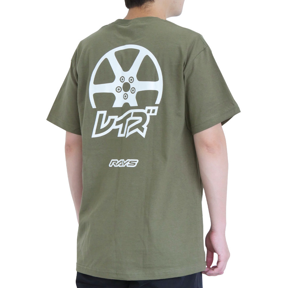 RAYS OFFICIAL T-SHIRT 25S KATAKANA RAYS WHEELS MILITARY GREEN 2XL 740925SRAYS50