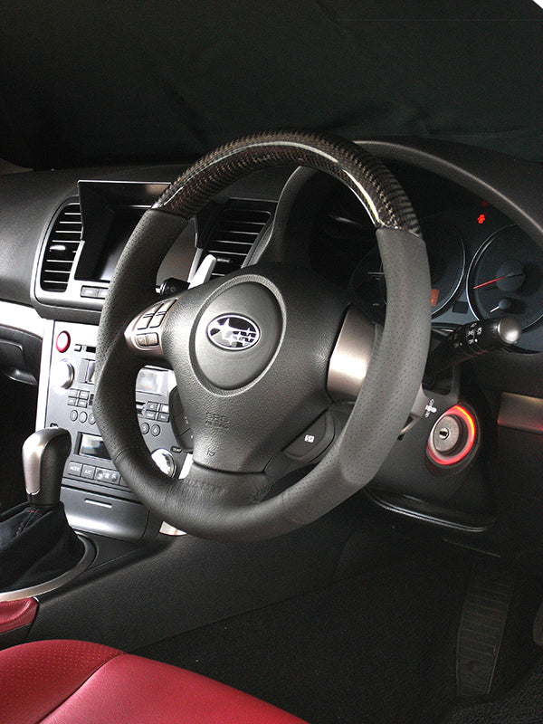 DAMD SPORTS STEERING WHEEL CARBON BLACK STITCHING FOR SUBARU FORESTER SG C-F SS358-S-F-CARBON-BLACK-STITCHING