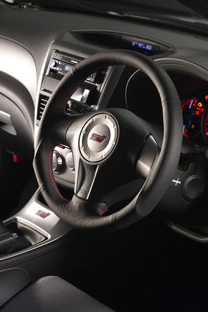 DAMD SPORTS STEERING WHEEL LEATHER RED STITCHING FOR SUBARU LEGACY BP BL A-C SS358-S-F-LEATHER-RED-STITCHING