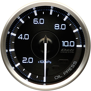 DEFI GAUGE METER ADVANCE A1 OIL PRESSURE  60MM 0KPA TO 100KPA DF15001