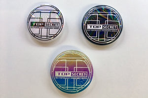 TOP SECRET BUTTON BADGE WHITE FOR  TOP-SECRET-00311