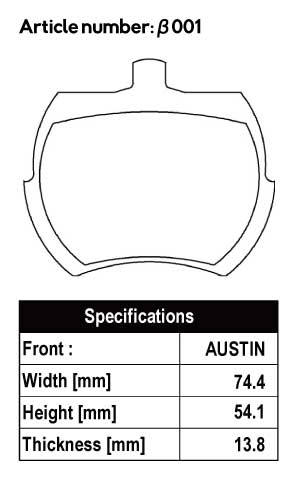 ACRE REAL RACING BRAKE PAD FRONT FOR ROVER MINI 12INCH MODEL β001-REAL-RACING