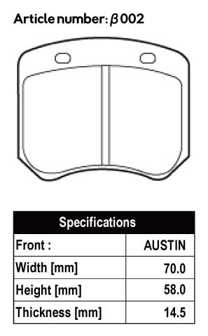 ACRE PC3200 BRAKE PAD FRONT FOR ROVER MINI 10INCH MODEL β002-PC3200