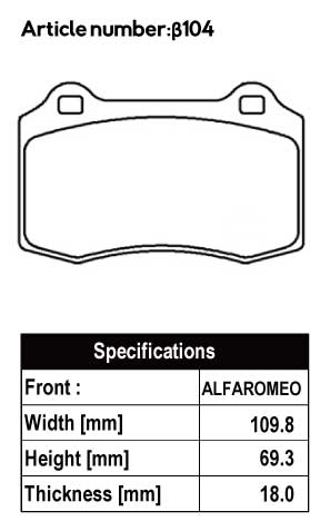 ACRE FORMULA700C BRAKE PAD FRONT FOR ALPHA ROMEO GTV 3.0 V6 24V 916C1 β104-FORMULA700C