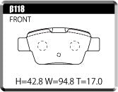 ACRE RACING PRO BRAKE PAD REAR FOR ALPHA ROMEO MITO 1.4 TURBO 6MT 955141 955143 β118-RACING-PRO