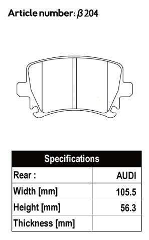 ACRE RACING PRO BRAKE PAD REAR FOR VOLKS WAGEN GOLF GOLF V 2.0 GTI GTX GTI CUP 1KAXX β204-RACING-PRO