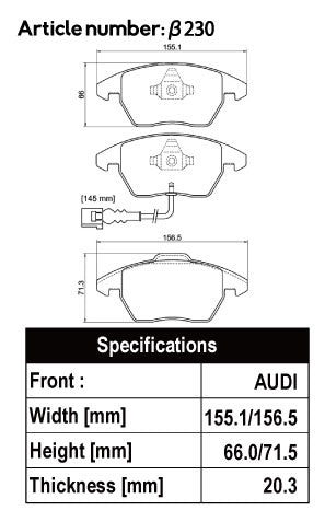 ACRE REAL RACING BRAKE PAD FRONT FOR AUDI A1 A1 SPORTBACK 8X 1.4 URBAN RACER LIMITED 8XCTH β230-REAL-RACING