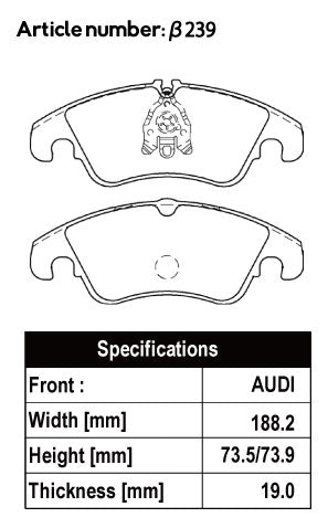 ACRE FORMULA800C BRAKE PAD FRONT FOR AUDI A6 A6 AVANT A6 ALLROAD C7 2.0 TFSI 2.0 HYBRID 4GCDN 4GCHJS 4GCYPS β239-FORMULA800C