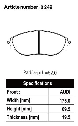 ACRE EUROSTREEET BRAKE PAD FRONT FOR VOLKS WAGEN GOLF VARIANT GOLF VII 7.5 2.0 R-LINE 4MOTION AUCJXF AUDJHF β249-EUROSTREEET
