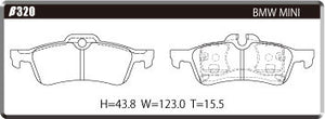 ACRE EUROSTREEET BRAKE PAD REAR FOR BMW MINI R50 HATCHBACK 1.6 ONE COOPER RA16 β320-EUROSTREEET