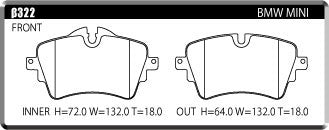ACRE FORMULA800C BRAKE PAD FRONT FOR BMW MINI R60 CROSSOVER 1.6 COOPER-S ALL4 INCLUDED ZC16 ZC16A β322-FORMULA800C