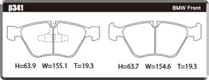 ACRE DUSTLESS REAL BRAKE PAD FRONT FOR BMW 5 SERIES F11 WAGON 523I TOURING MT25 XL20 β341-DUSTLESS-REAL