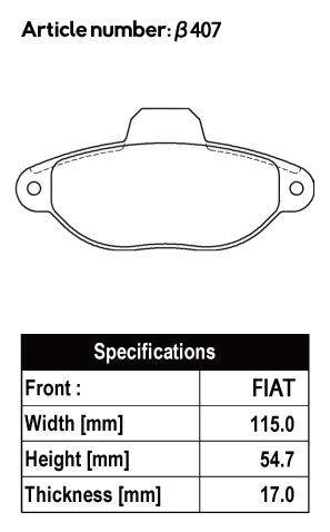 ACRE PC2600 BRAKE PAD FRONT FOR FIAT PUNT 1.2 SELECTA 176AR2 176AR5 β407-PC2600