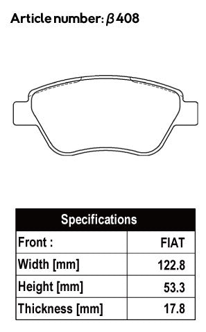 ACRE RACING PRO BRAKE PAD FRONT FOR FIAT PANDA 1.4 100HP 16914 β408-RACING-PRO