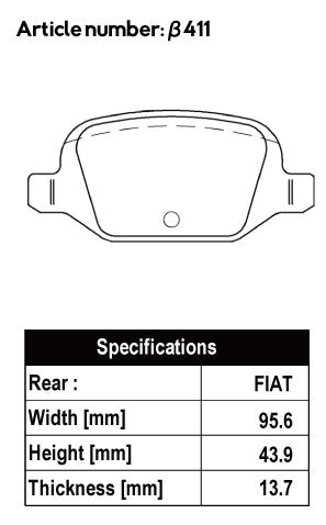 ACRE ZZC BRAKE PAD REAR FOR FIAT ABARTH 695 695C 1.4 16V TURBO 312141 312142 31214T 31214B β411-ZZC