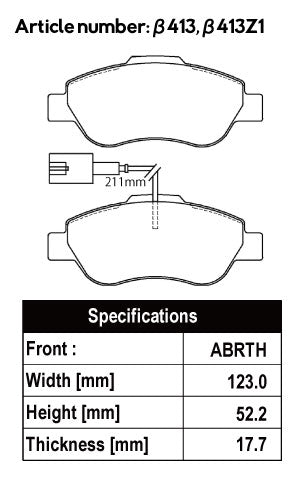 ACRE REAL RACING BRAKE PAD FRONT FOR FIAT 500C 1.2 8V 31212 β413-REAL-RACING