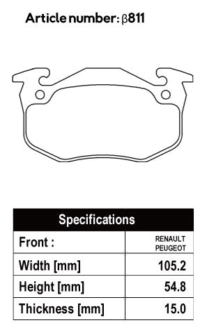 ACRE ZZC BRAKE PAD FRONT FOR ALPINE MEGANE TWINGO TWINGO I 1.1 1148CC OHC E G 06D7F β811-ZZC