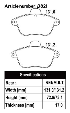 ACRE RACING PRO BRAKE PAD REAR FOR ALPINE MEGANE SPORT SPIDER 2.0 16V FF7R β821-RACING-PRO