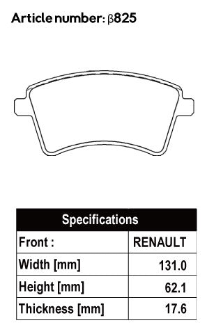 ACRE DUSTLESS REAL BRAKE PAD FRONT FOR ALPINE KANGOO 1.6 BEPOP KWK4MG β825-DUSTLESS-REAL